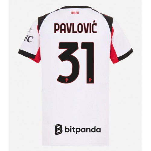Fotbalové Dres AC Milan Strahinja Pavlovic #31 Dámské Venkovní 2025-26 Krátký Rukáv